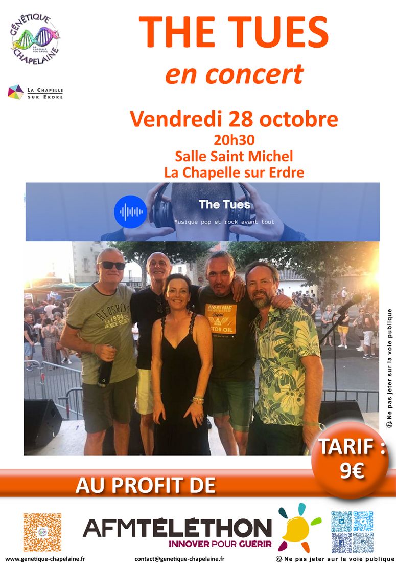 THE TUES en concert à La Chapelle sur Erdre au profit du Téléthon 2022