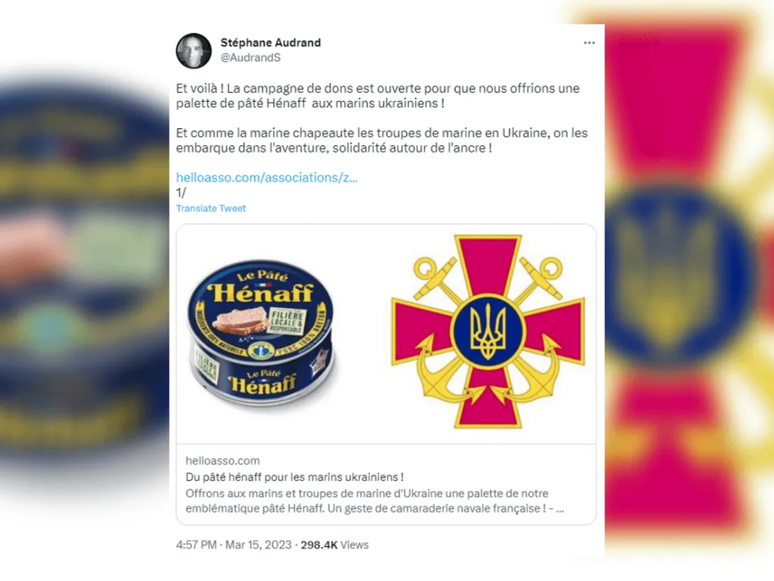 Il collecte du pâté pour les marins Ukrainiens