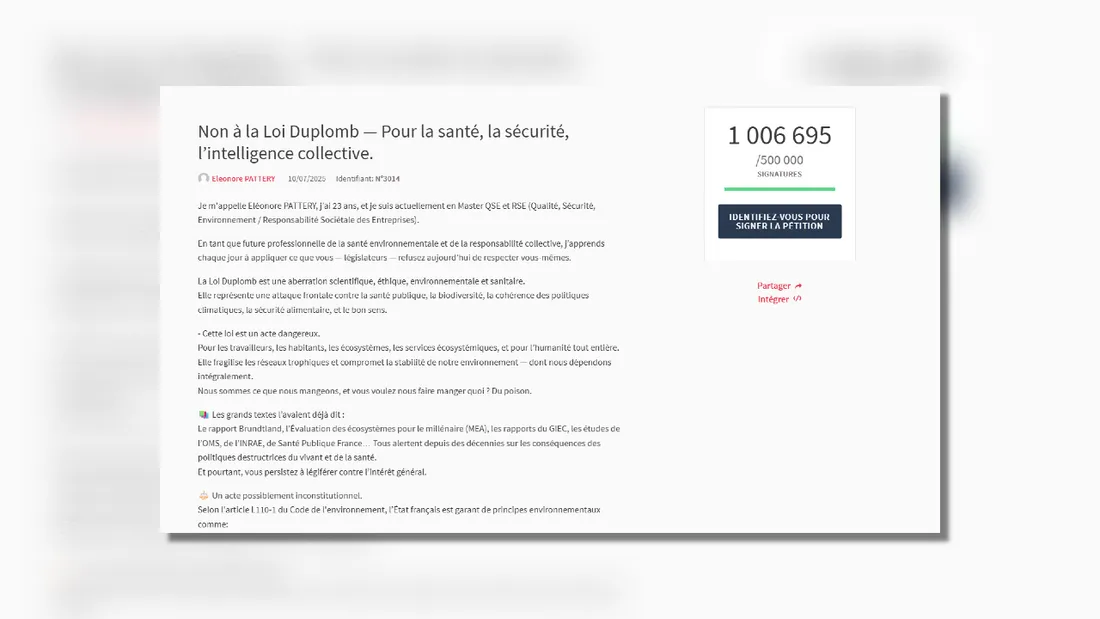 Pétition loi Duplomb