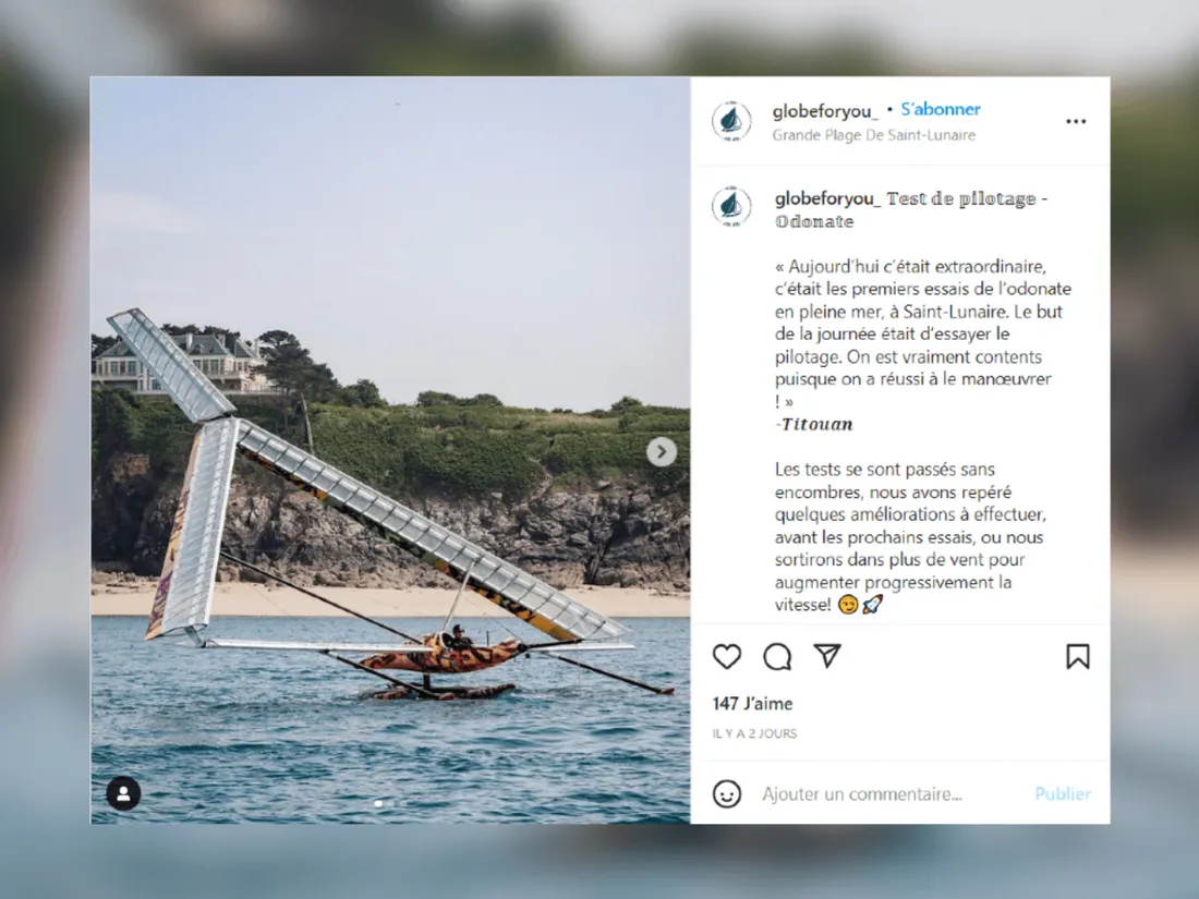 « L’Odonate » : premiers tests de pilotage réussi pour ce voilier « volant »
