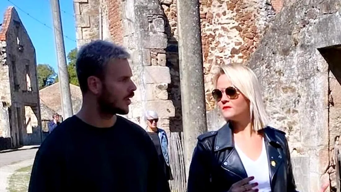 Agathe Hébras fait visiter le village martyr d'Oradour sur Glane à M Pokora