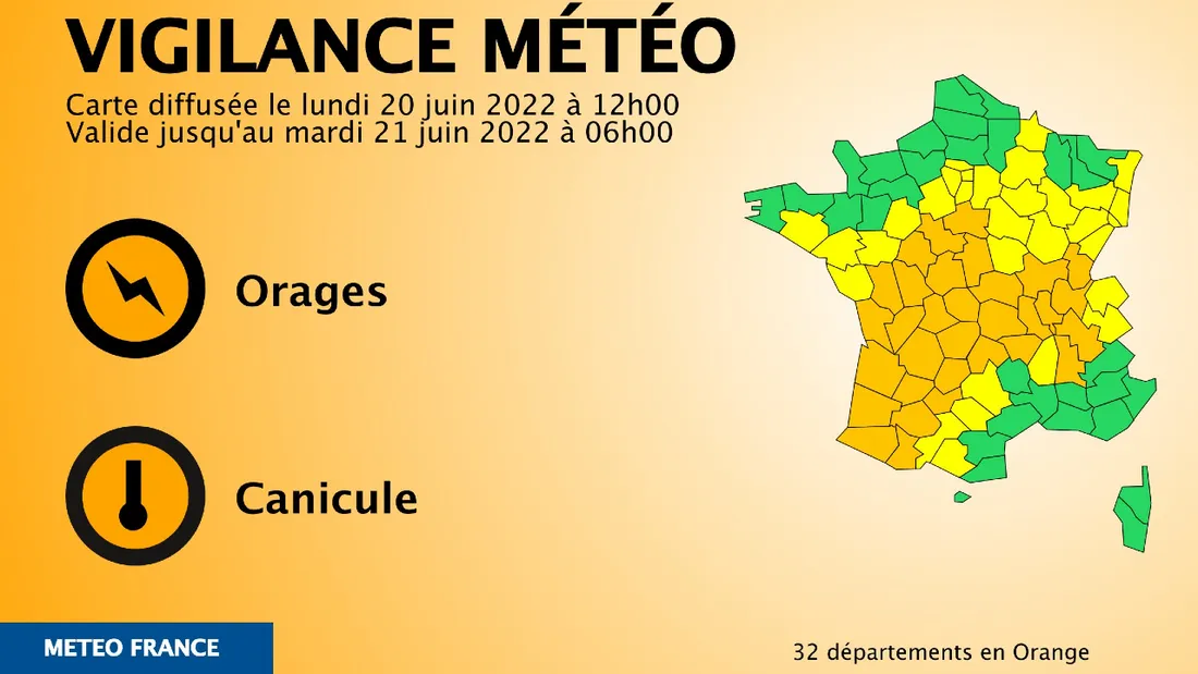 Orages : 21 départements placés en vigilance orange