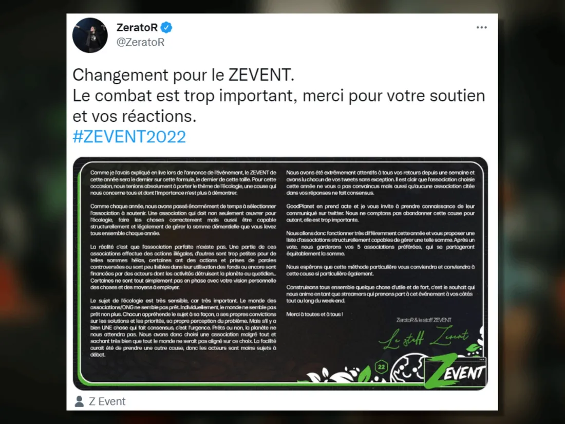 Changement de programme pour ZEvent