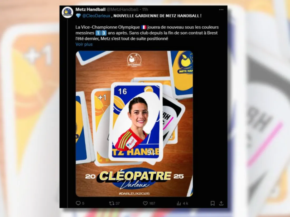 Cléopatre Darleux a annoncé ce dimanche son départ pour Metz.