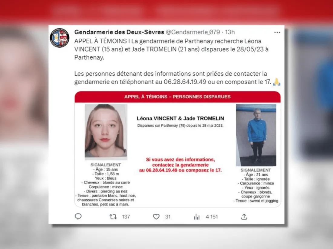 Deux-Sèvres : appel à témoins après la disparition de 2 jeunes filles