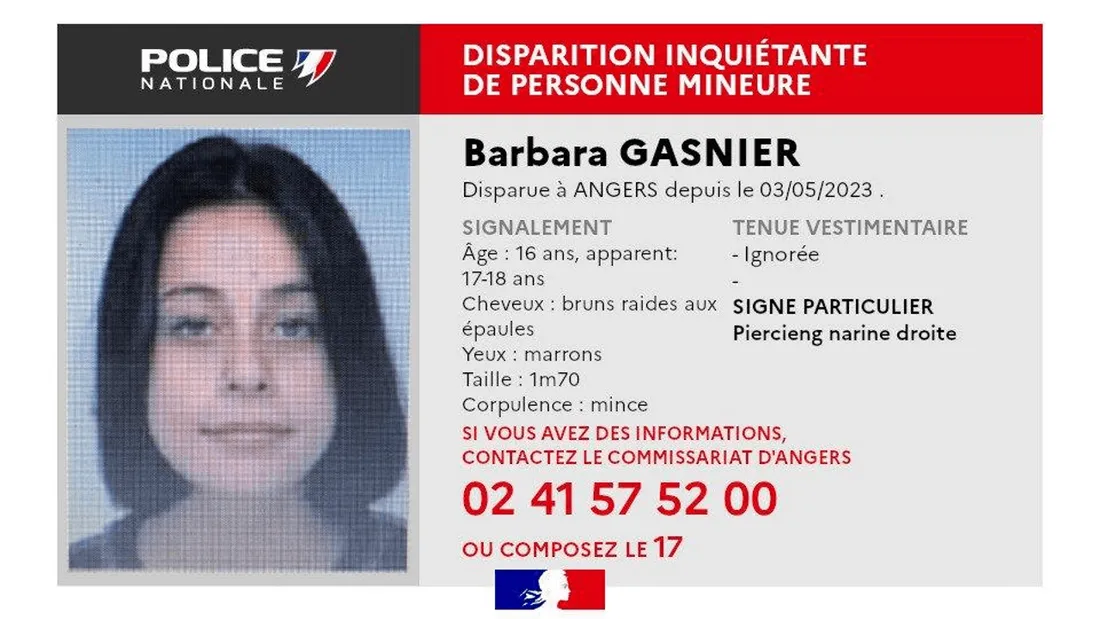 Angers : appel à témoins après la disparition inquiétante d'une adolescente de 16 ans