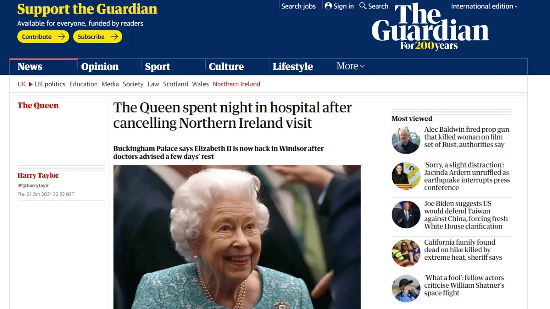Elizabeth II hospitalisée