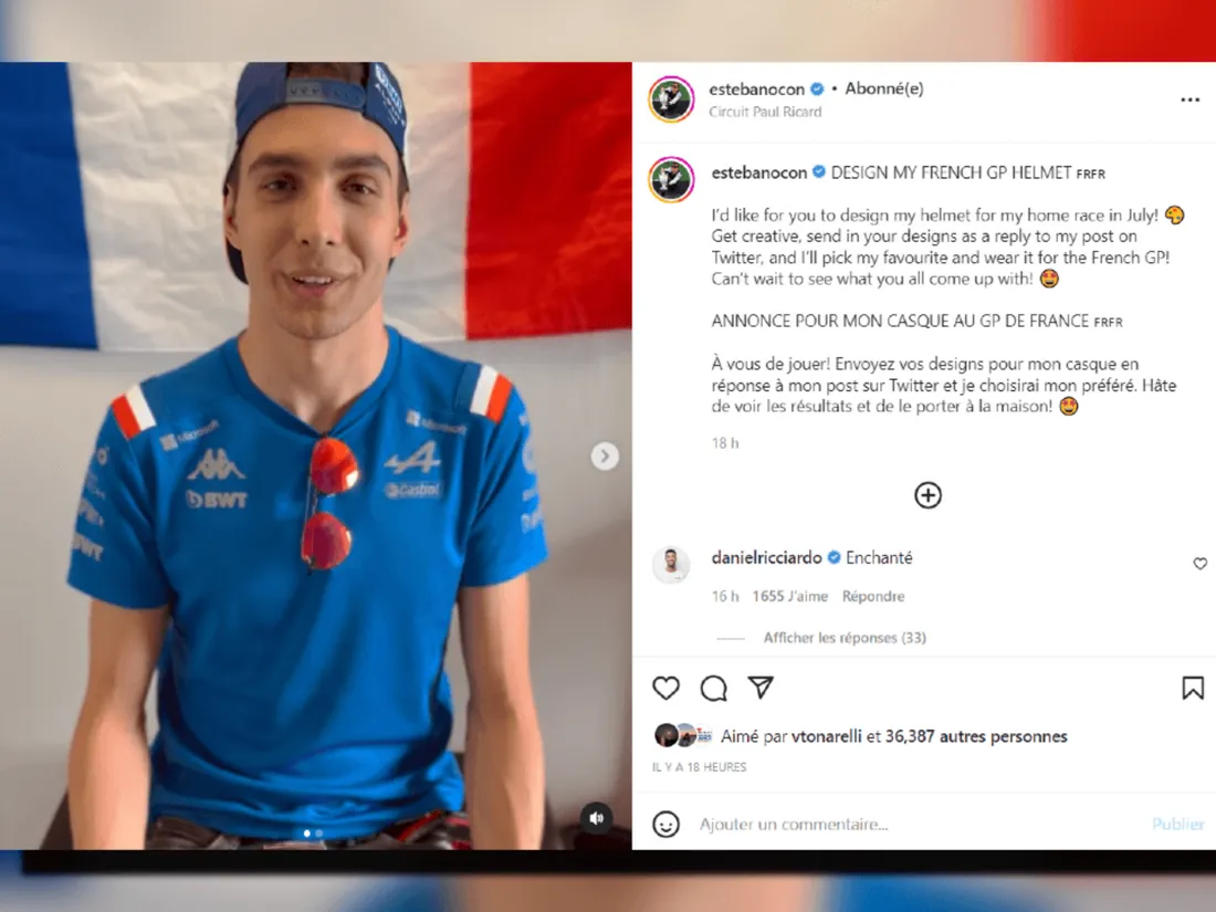 Esteban Ocon sollicite ses fans pour designer son casque du Grand Prix de France