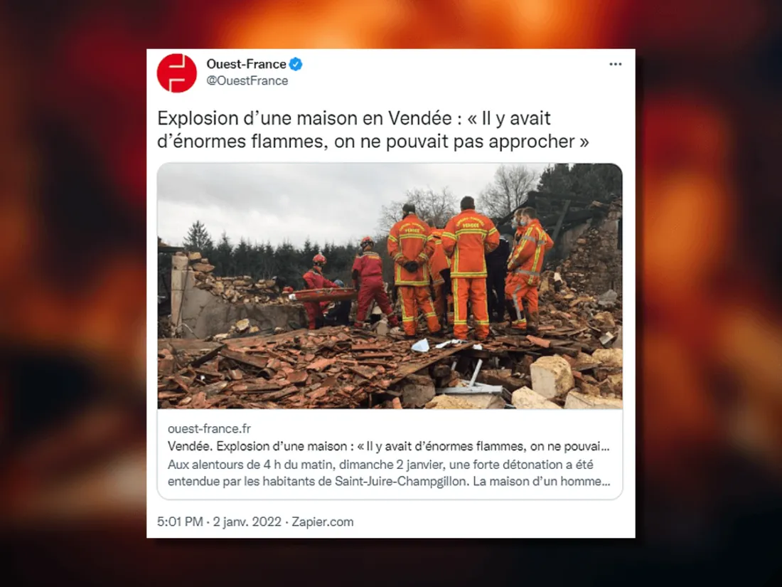 Vendée : une maison soufflée par une explosion, un corp retrouvé