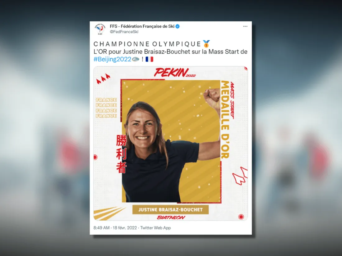 JO-2022 : la biathlète Justine Braisaz-Bouchet championne olympique de la mass-start