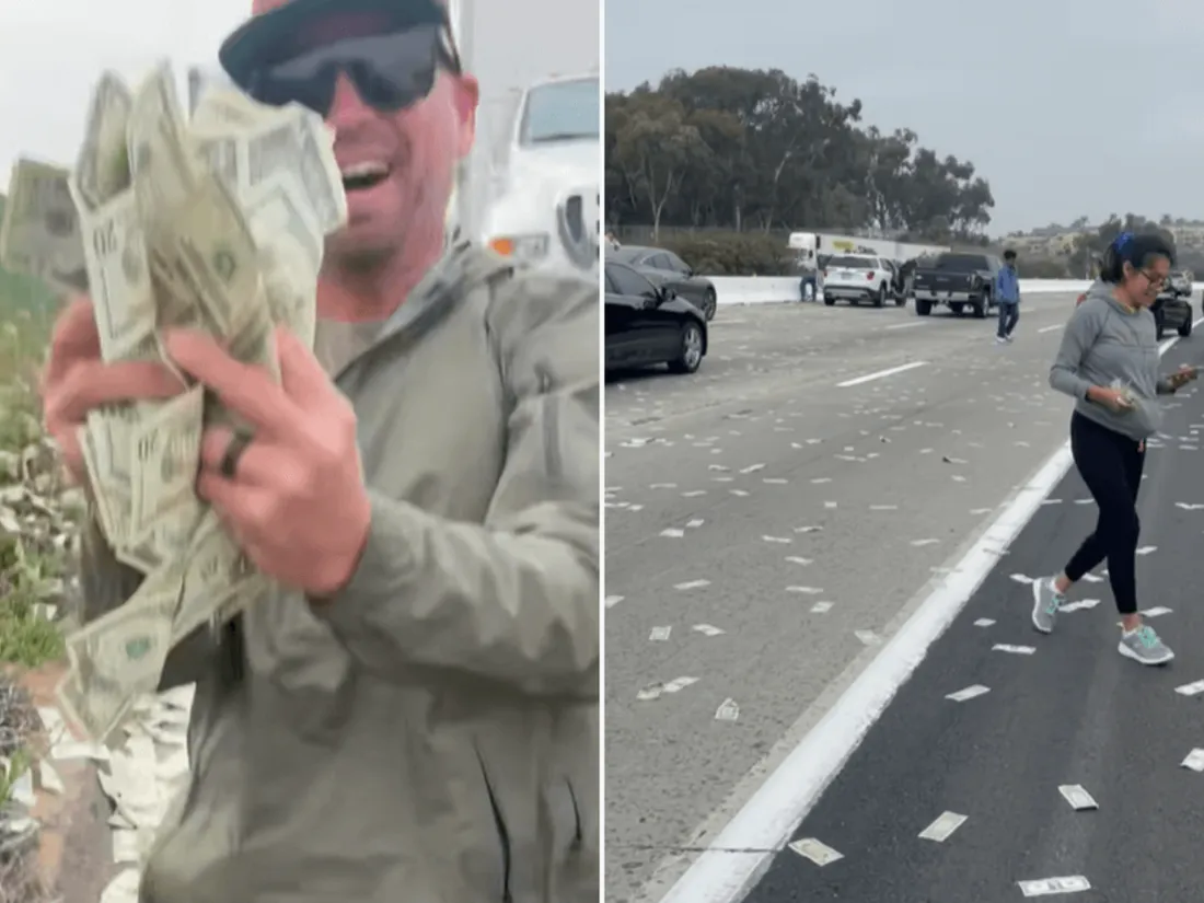 Californie : un fourgon sème des billets de banque sur l'autoroute