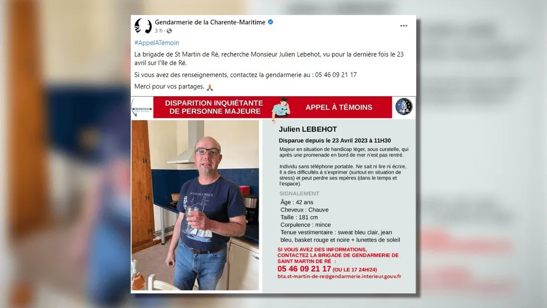 Charente-Maritime : appel à témoins après la disparition inquiétante d’un homme de 42 ans