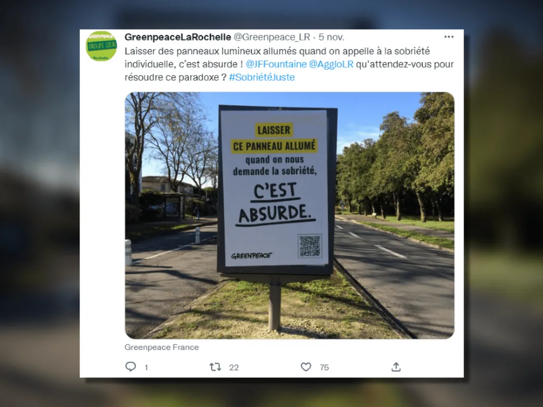 Greenpeace : des panneaux lumineux recouverts d’affiches dans l’Ouest 
