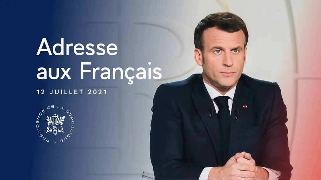 Emmanuel Macron lors de l'allocution télévisée du 12 juillet 2021