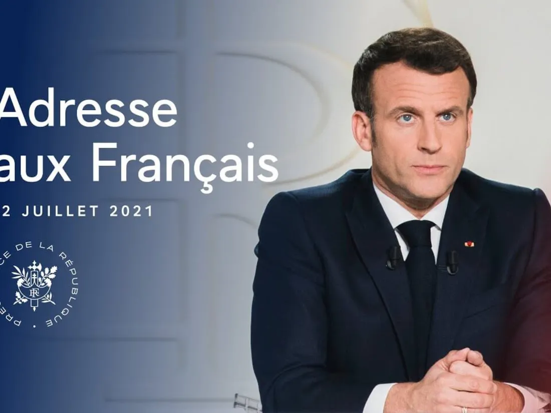 Emmanuel Macron lors de l'allocution télévisée du 12 juillet 2021