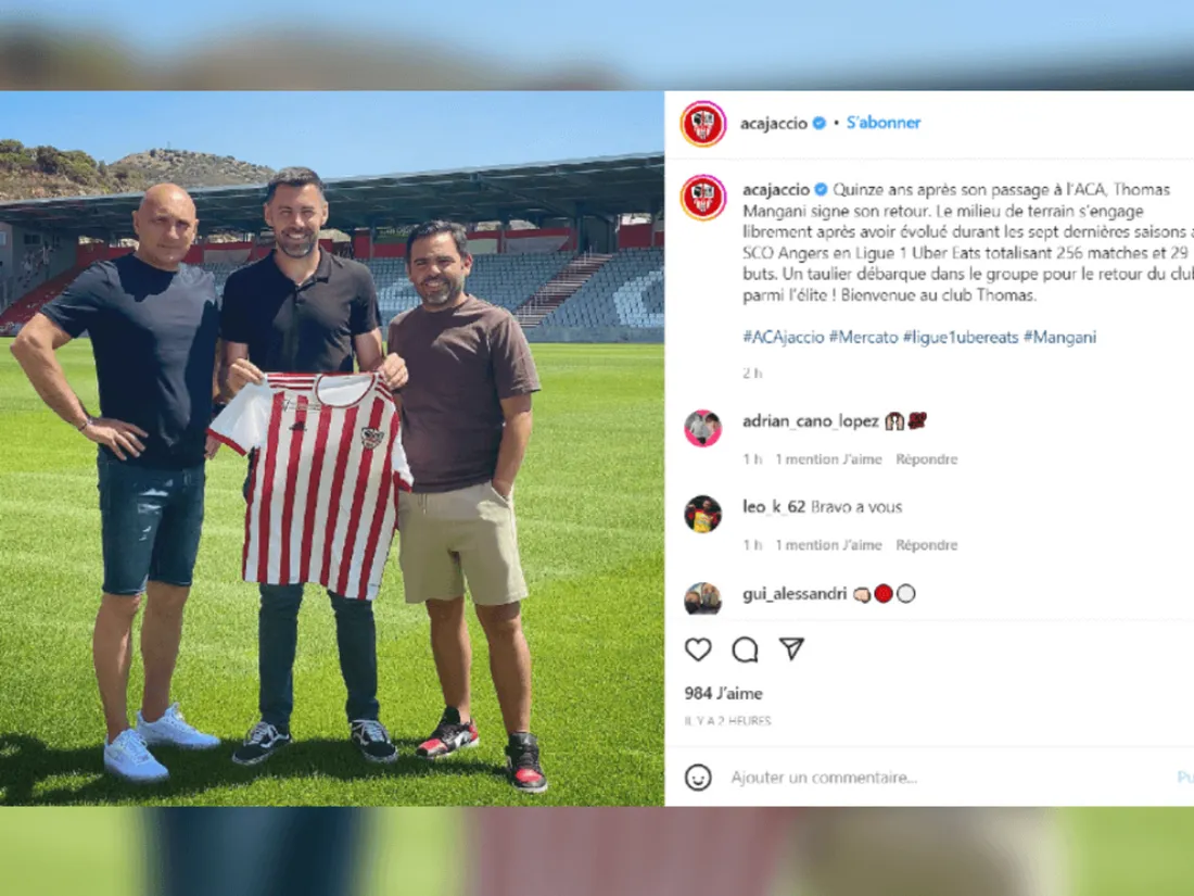 Thomas Mangani quitte le SCO d’Angers et rejoint l’AC Ajaccio