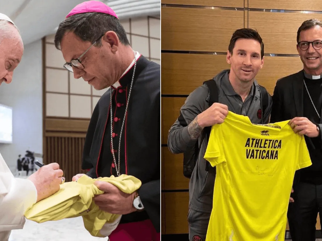 Messi reçoit un maillot dédicacé... par le pape François