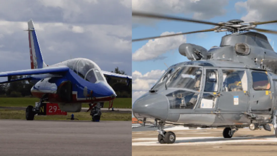 Alphajet et hélicoptère