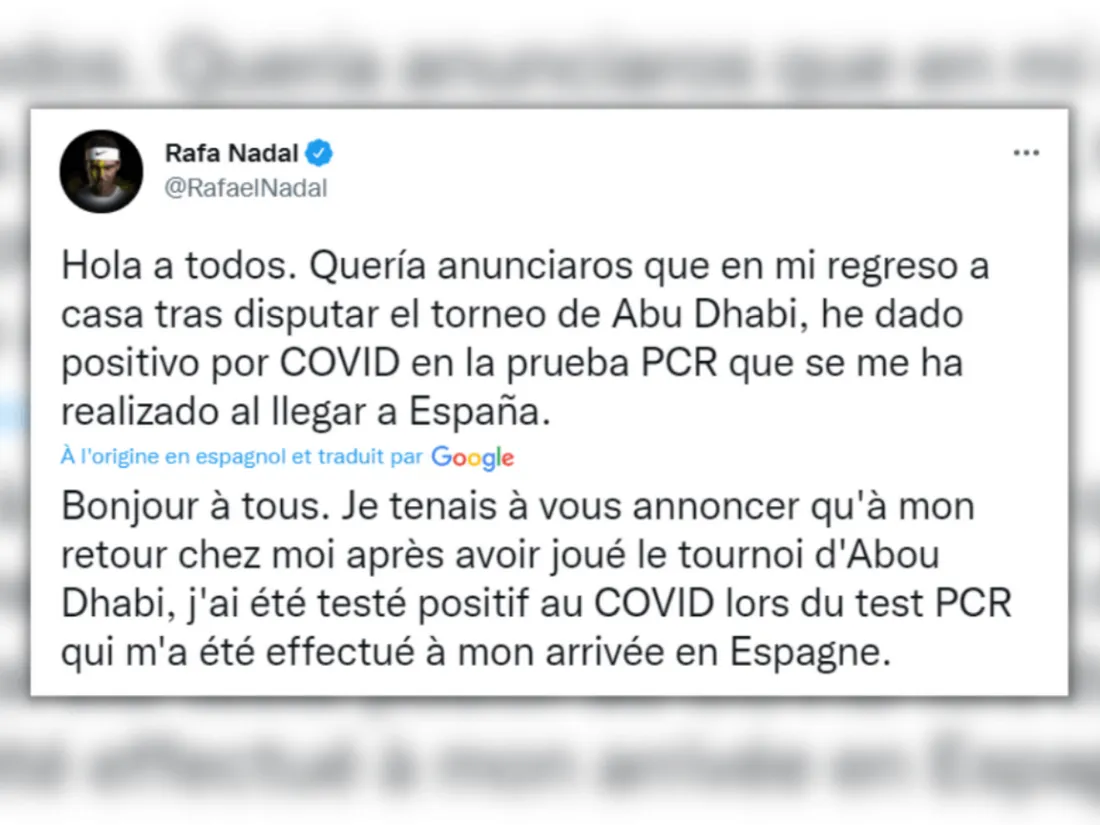 Rafael Nadal testé positif au Covid-19