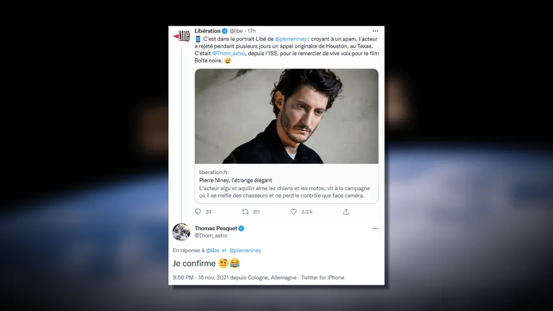 Pierre Niney ignore les appels de Thomas Pesquet
