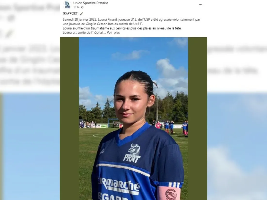 Louna, la jeune joueuse victime de coups portés par son adversaire.