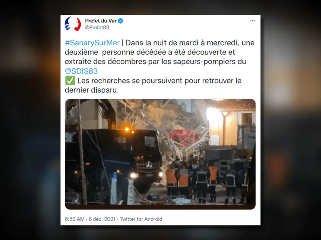 Sanary : une deuxième victime retrouvée sous les décombres 