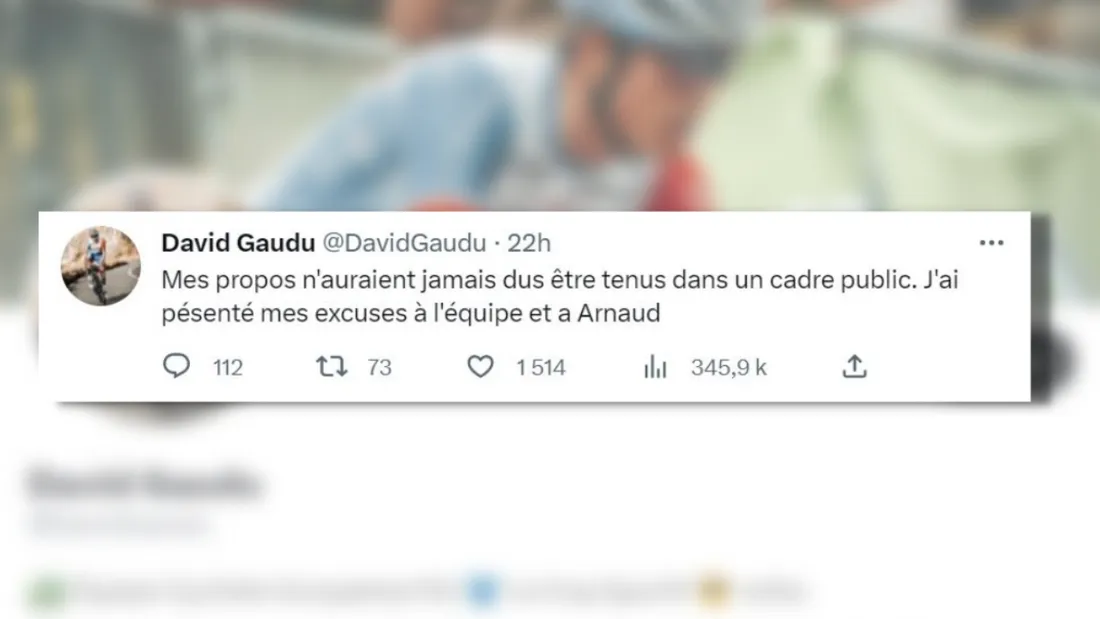 David Gaudu a présenté ses excuses sur Twitter.
