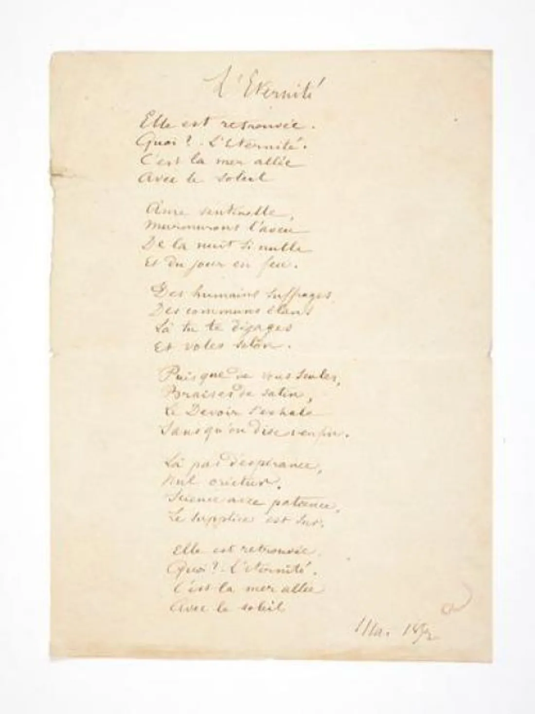 Manuscrit d'Arthur Rimbaud