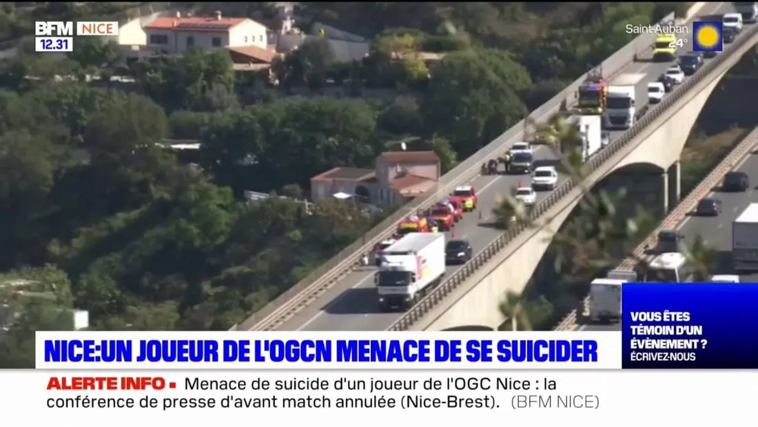 Un joueur de l'OGC de Nice menace de se suicider depuis le Vianduc De Magnan sur l'A8 