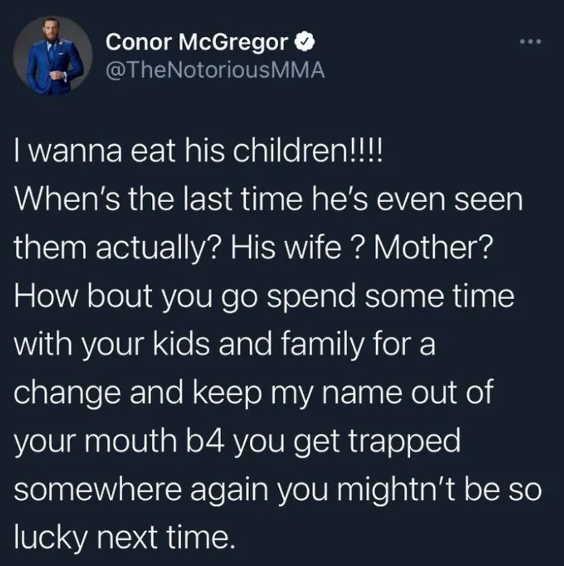 McGregor s’attaque une nouvelle fois à Khabib : « Je veux manger ses enfants »
