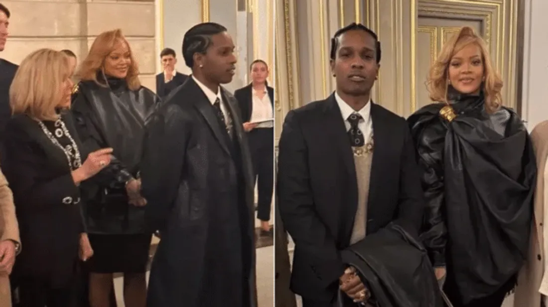 Rihanna et A$AP Rocky avec Brigitte Macron à l’Élysée pour les Pièces Jaunes