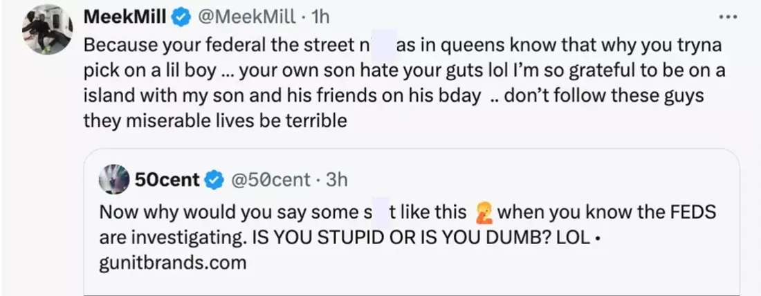 Meek Mill lâche un nouveau clash à 50 Cent sur les réseaux sociaux !