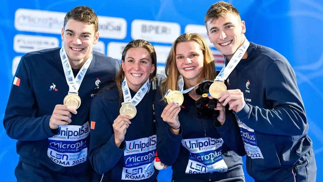 [ SPORT / NATATION ]: Les Bleus champions d’Europe en relais 4x100m nage libre mixte