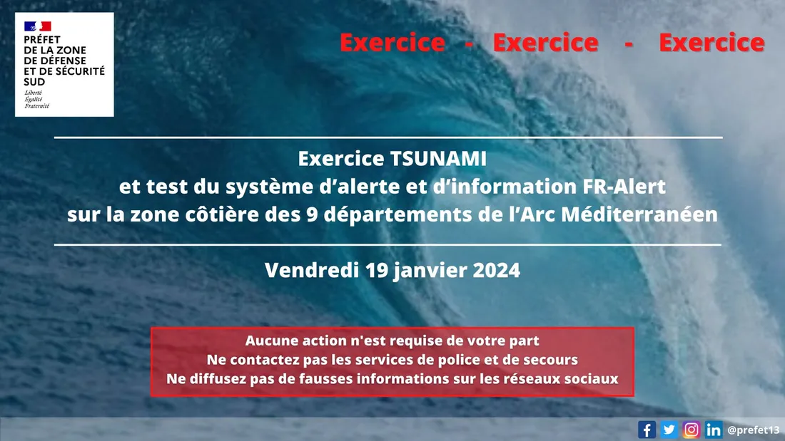 [ SECURITE - PACA ] Exercice test alerte tsunami prévu ce vendredi 19 janvier dès 10h