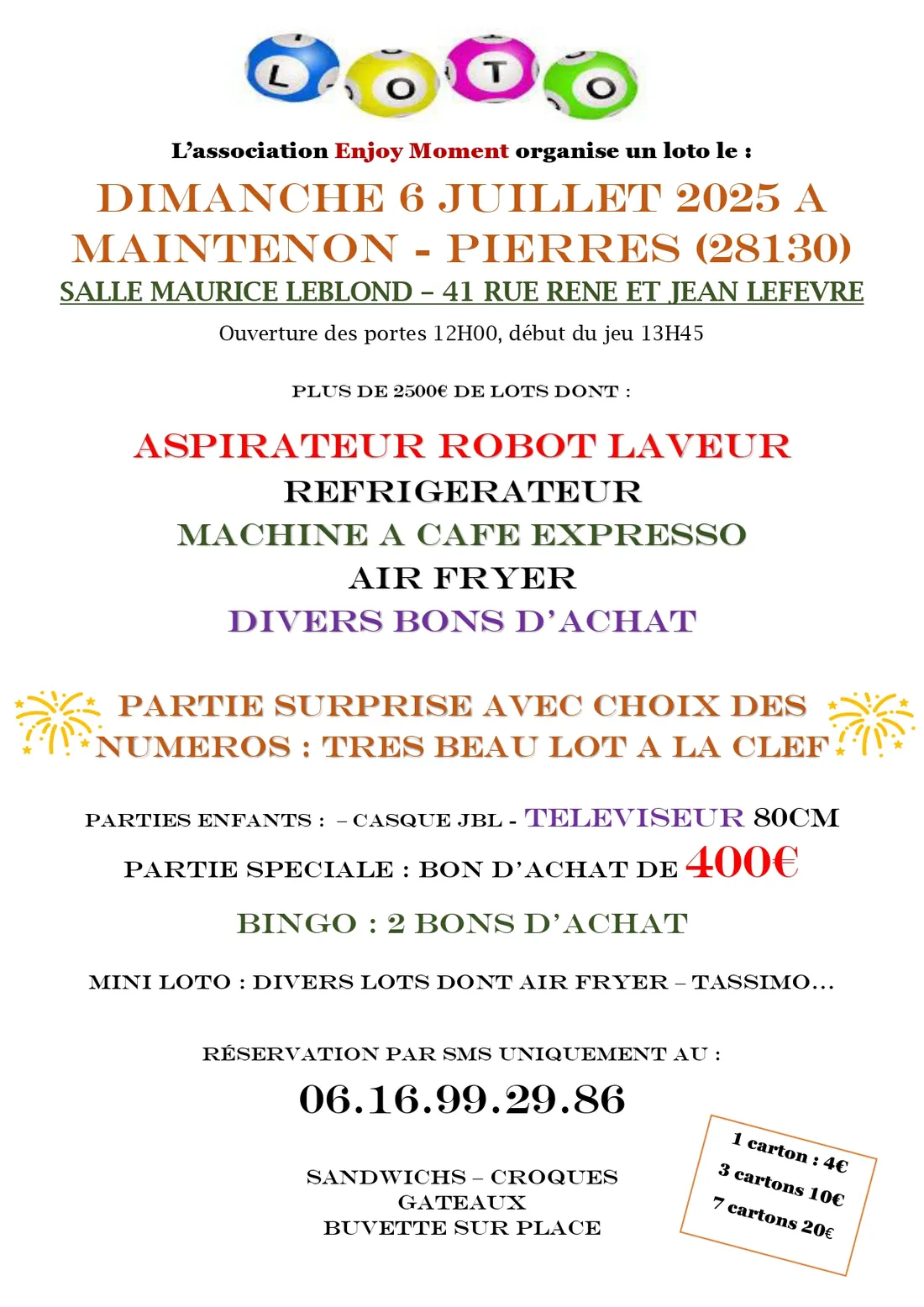 MAINTENON - Loto de l'association Enjoy Moment