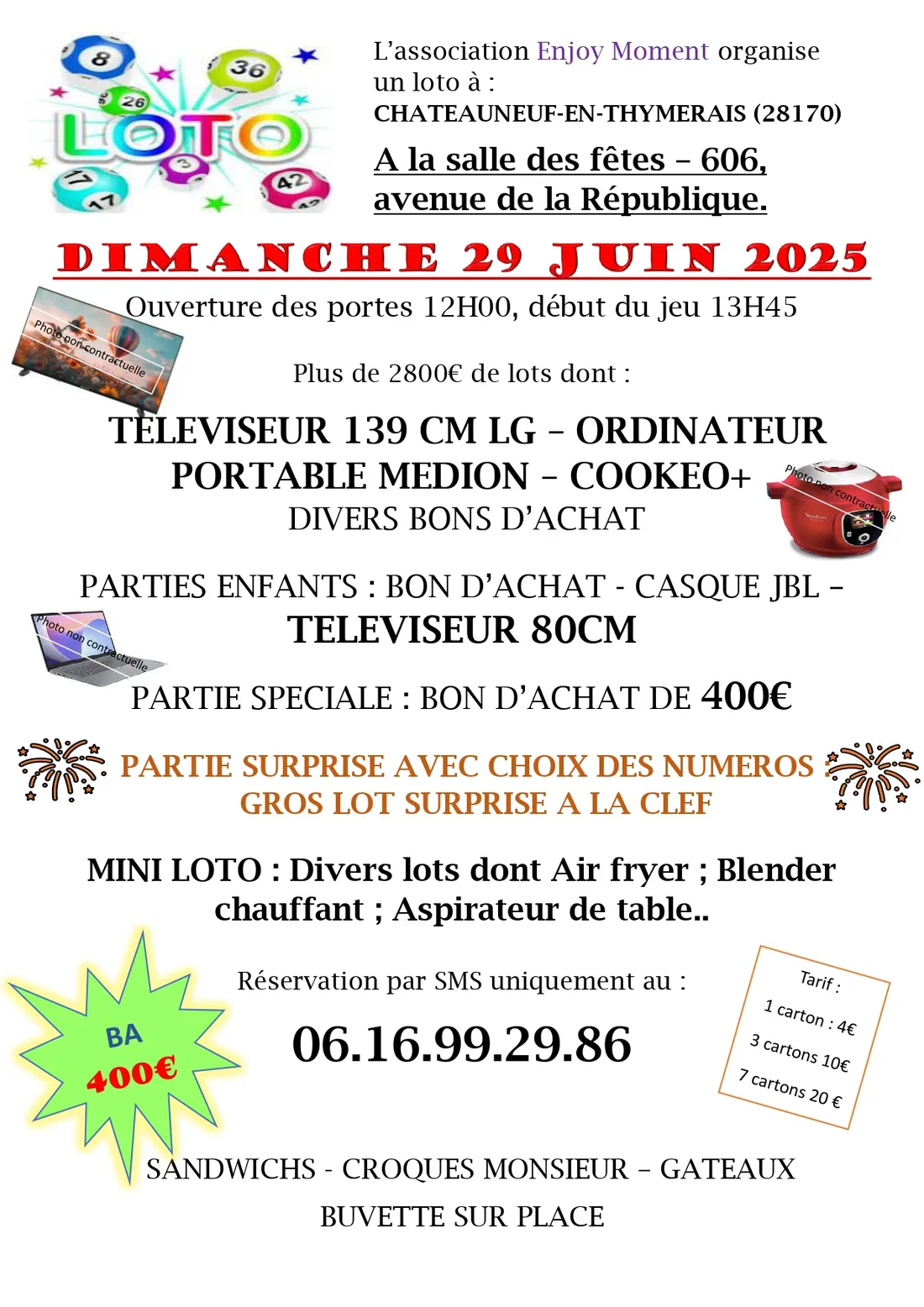 CHÂTEAUNEUF-EN-THYMERAIS - Loto de l'association Enjoy Moment