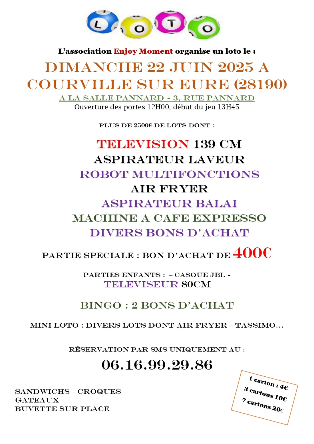 COURVILLE-SUR-EURE - Loto de l'association Enjoy Moment 