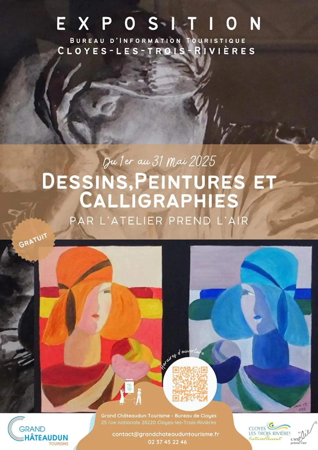 CLOYES-SUR-LE-LOIR - Exposition : Dessins, peintures et calligraphie de l'Atelier Prend l'Air