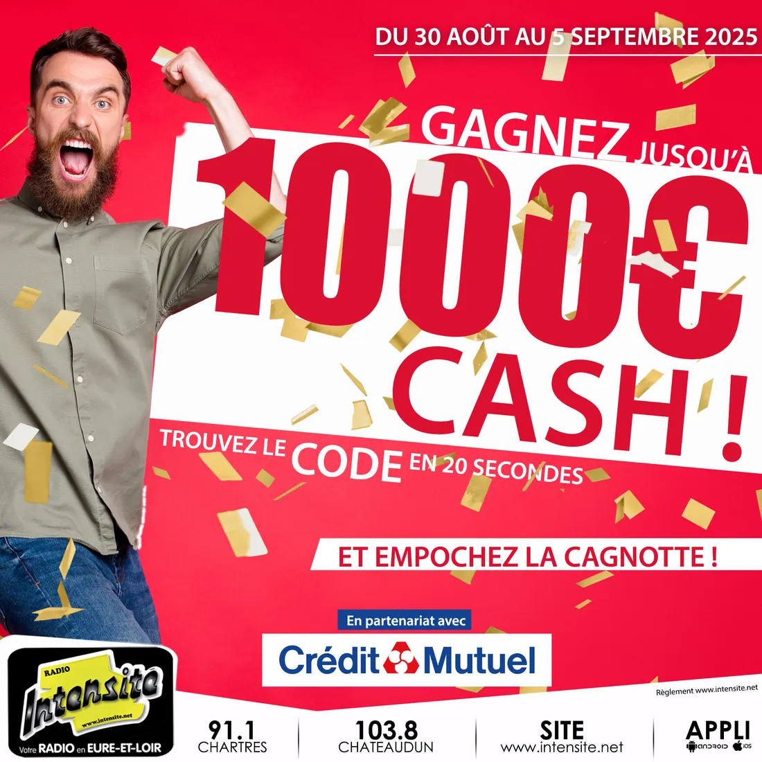 Intensité et Le Crédit Mutuel vous offrent 1000€ cash !