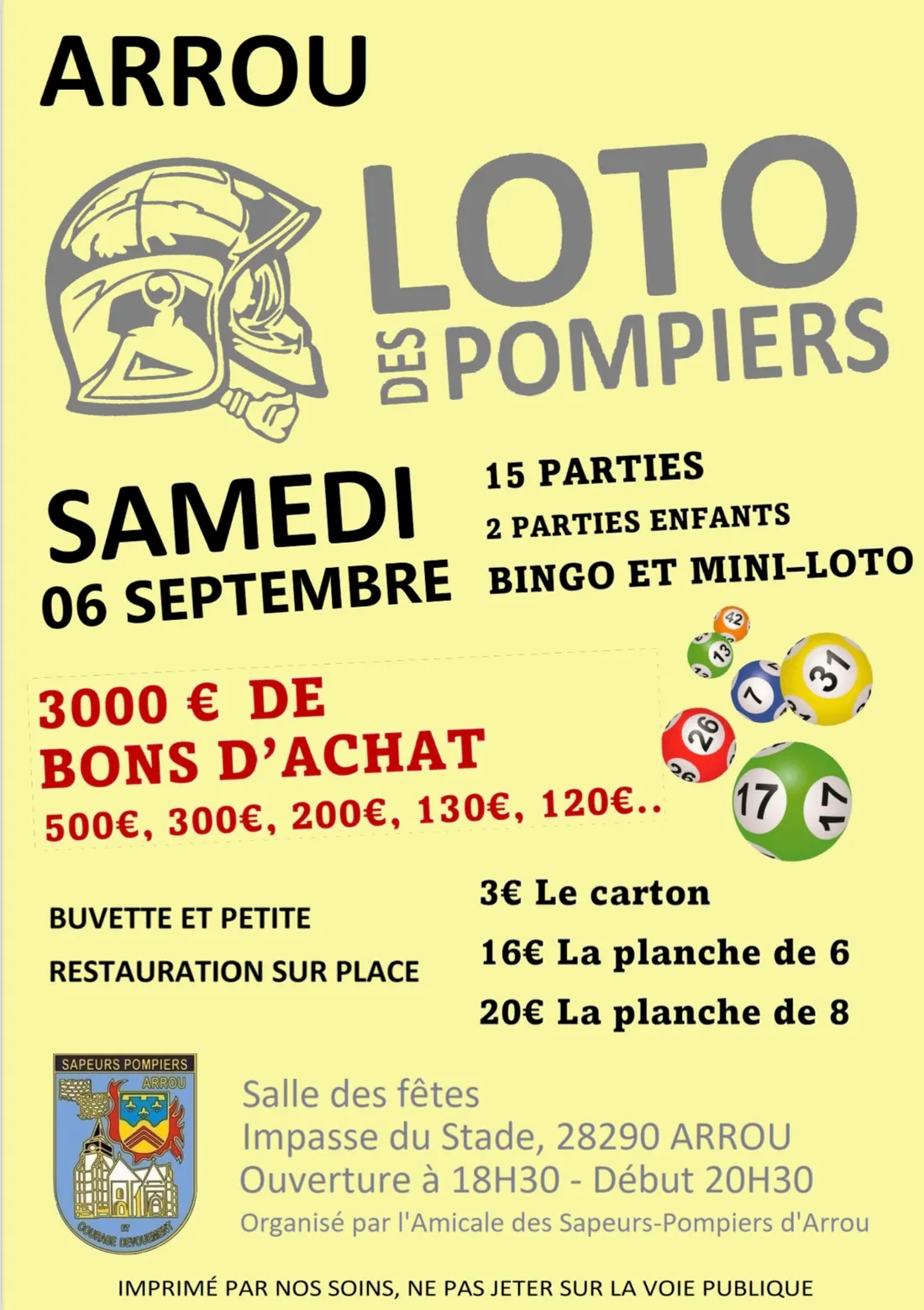 ARROU - Loto des pompiers