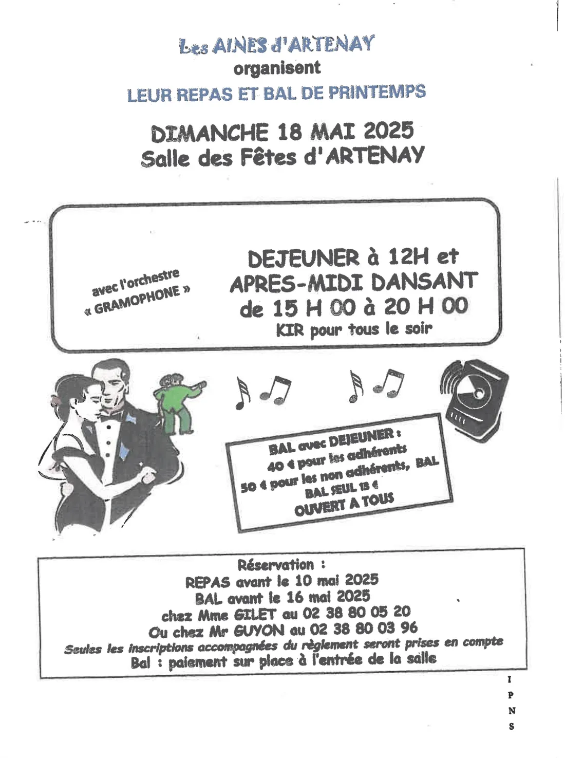ARTENAY (45) - Déjeuner et bal de printemps des Ainés