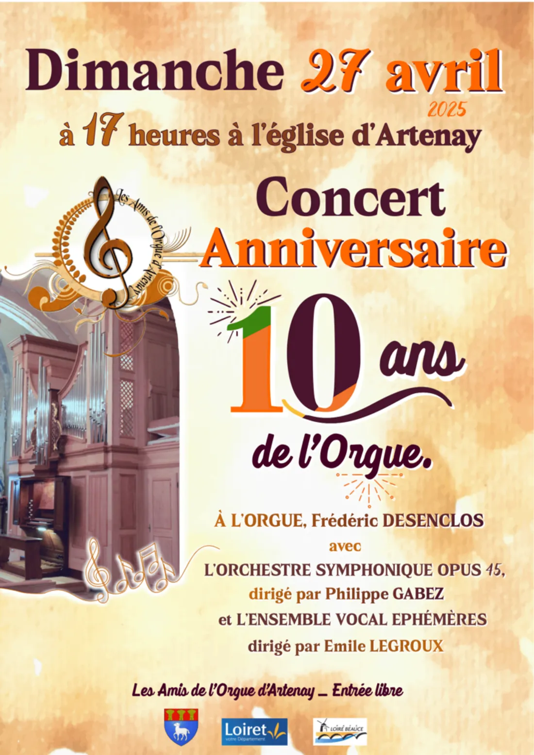 ARTENAY (45) - Concert anniversaire 10 ans de l'orgue