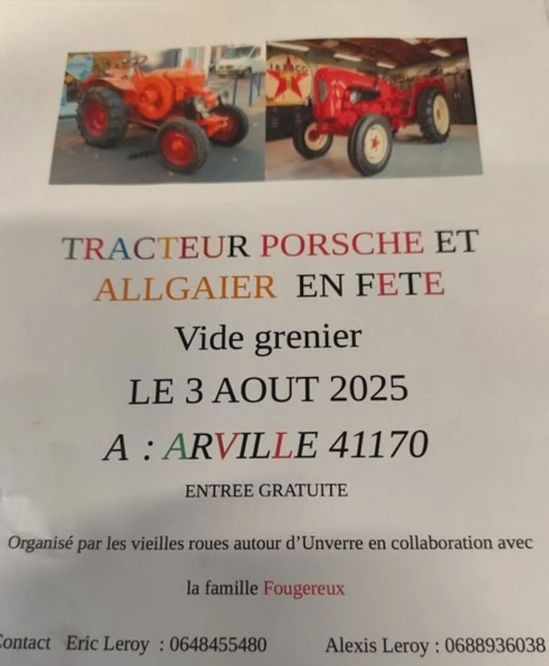 ARVILLE (41) - Tracteur Porsche et Allgaier en fête et Vide-greniers 