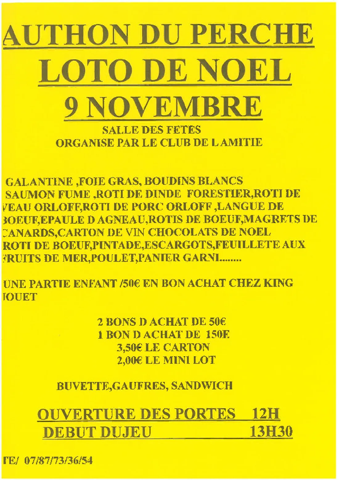AUTHON-DU-PERCHE - Loto du club de l'amitié