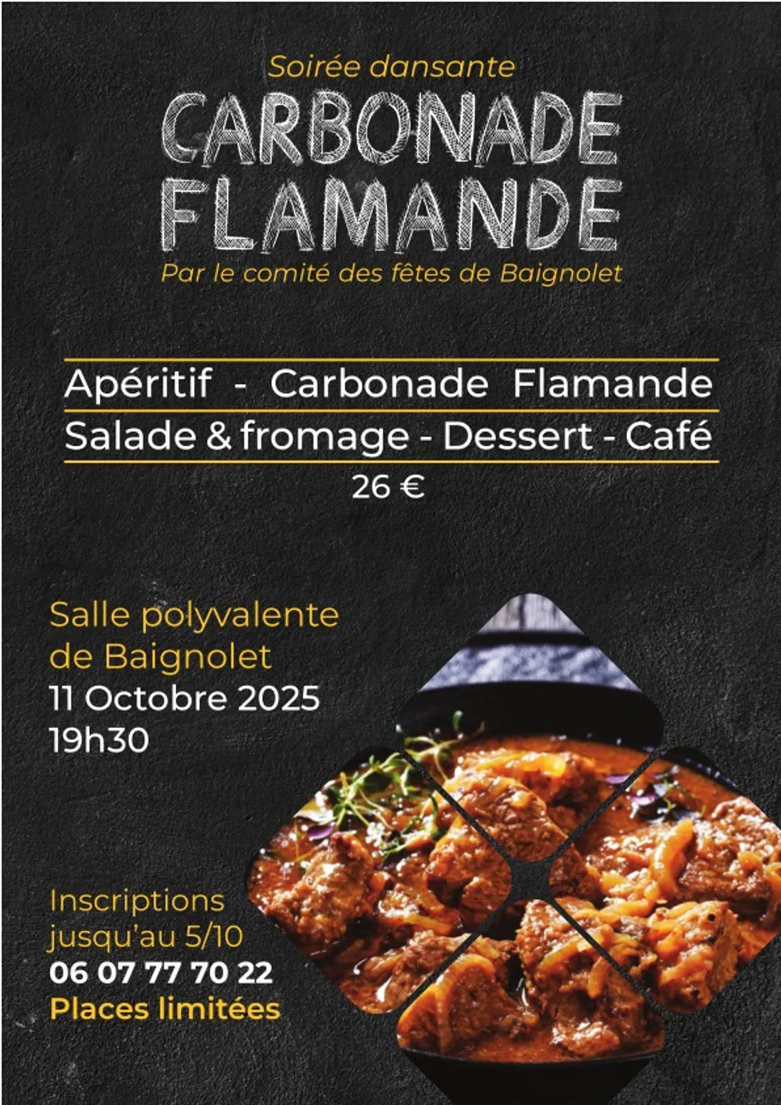 BAIGNOLET - Soirée dansante carbonade flamande