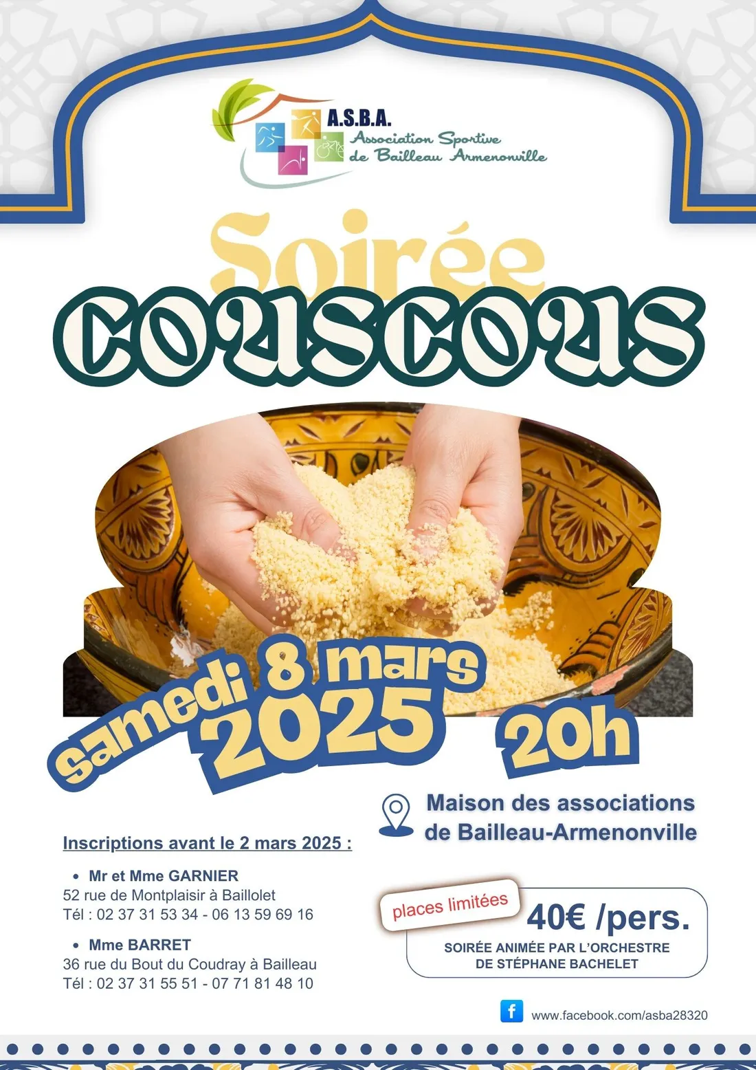 BAILLEAU-ARMENONVILLE - Soirée couscous de l'ASBA