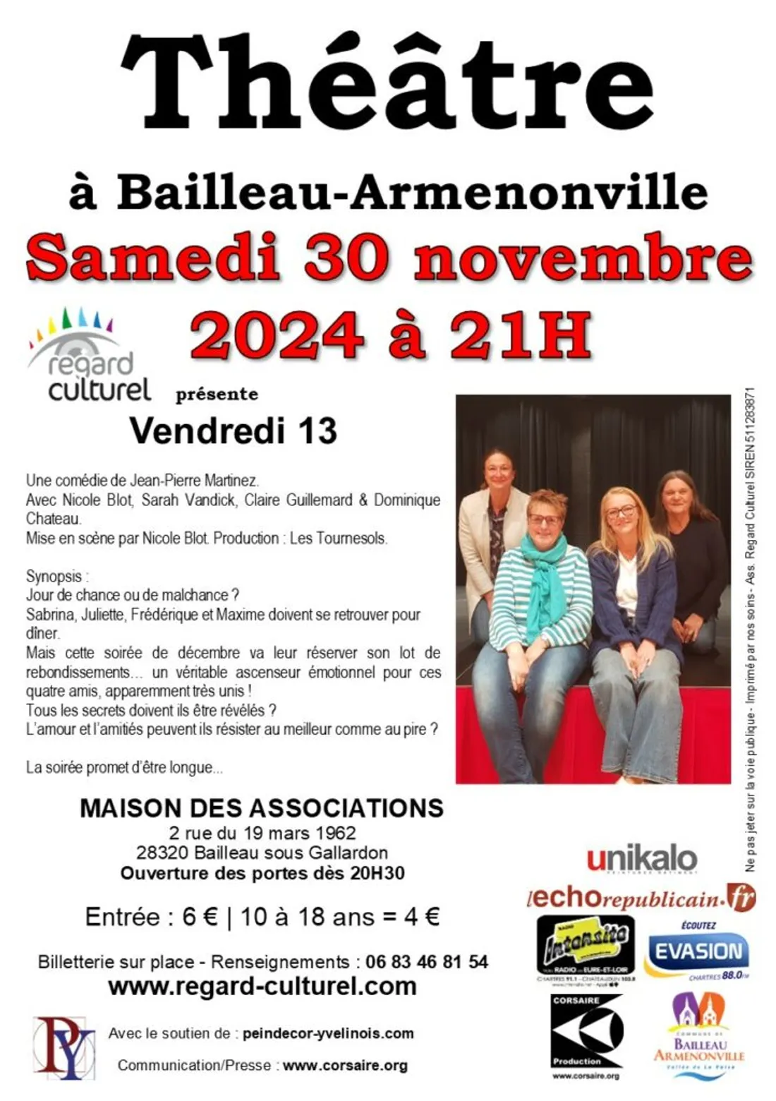 BAILLEAU-ARMENONVILLE - Théâtre : Vendredi 13