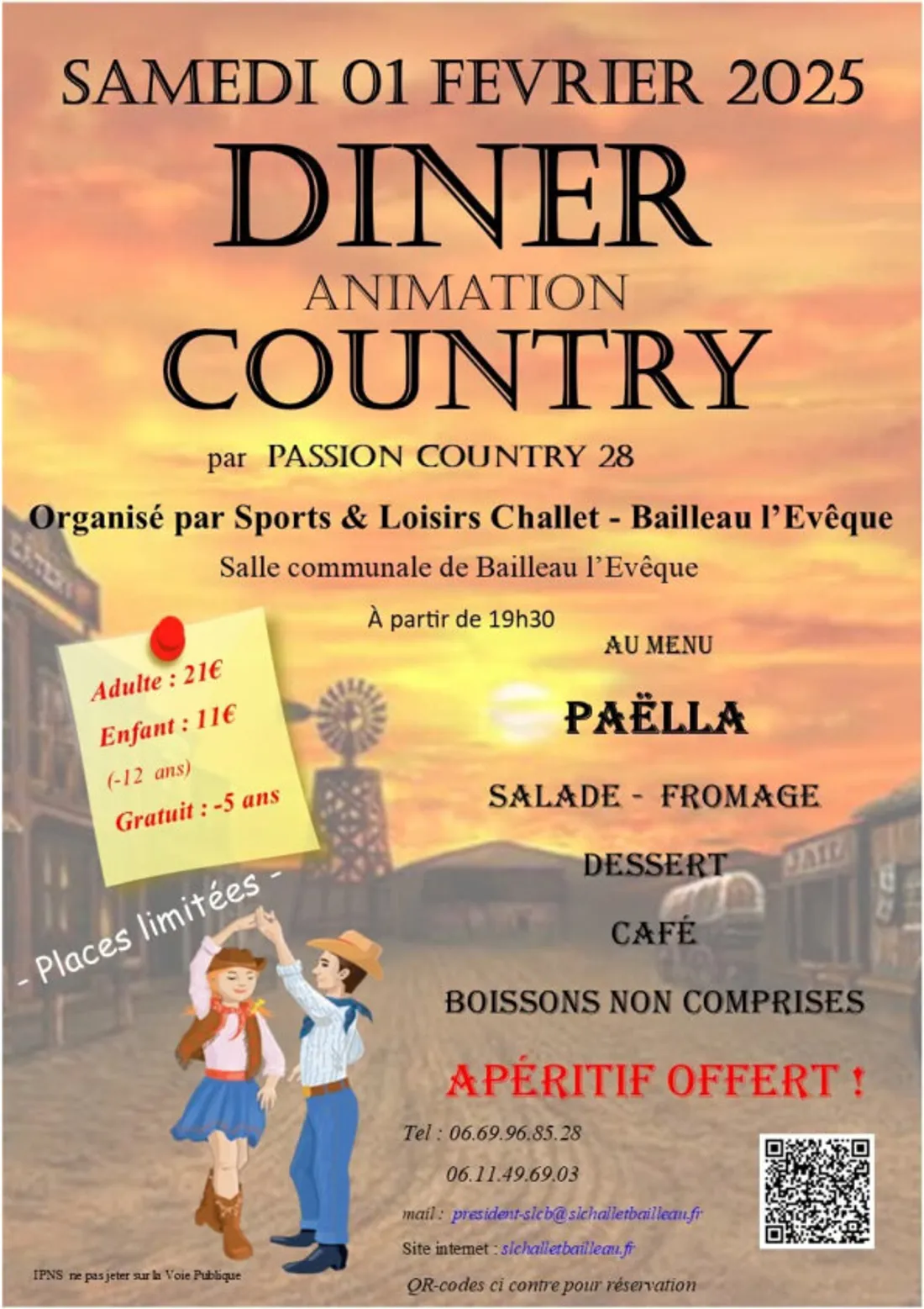 BAILLEAU-L'ÉVÊQUE - Dîner animation country