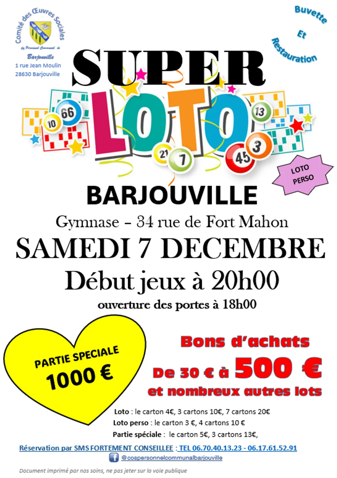 BARJOUVILLE - Loto du COS