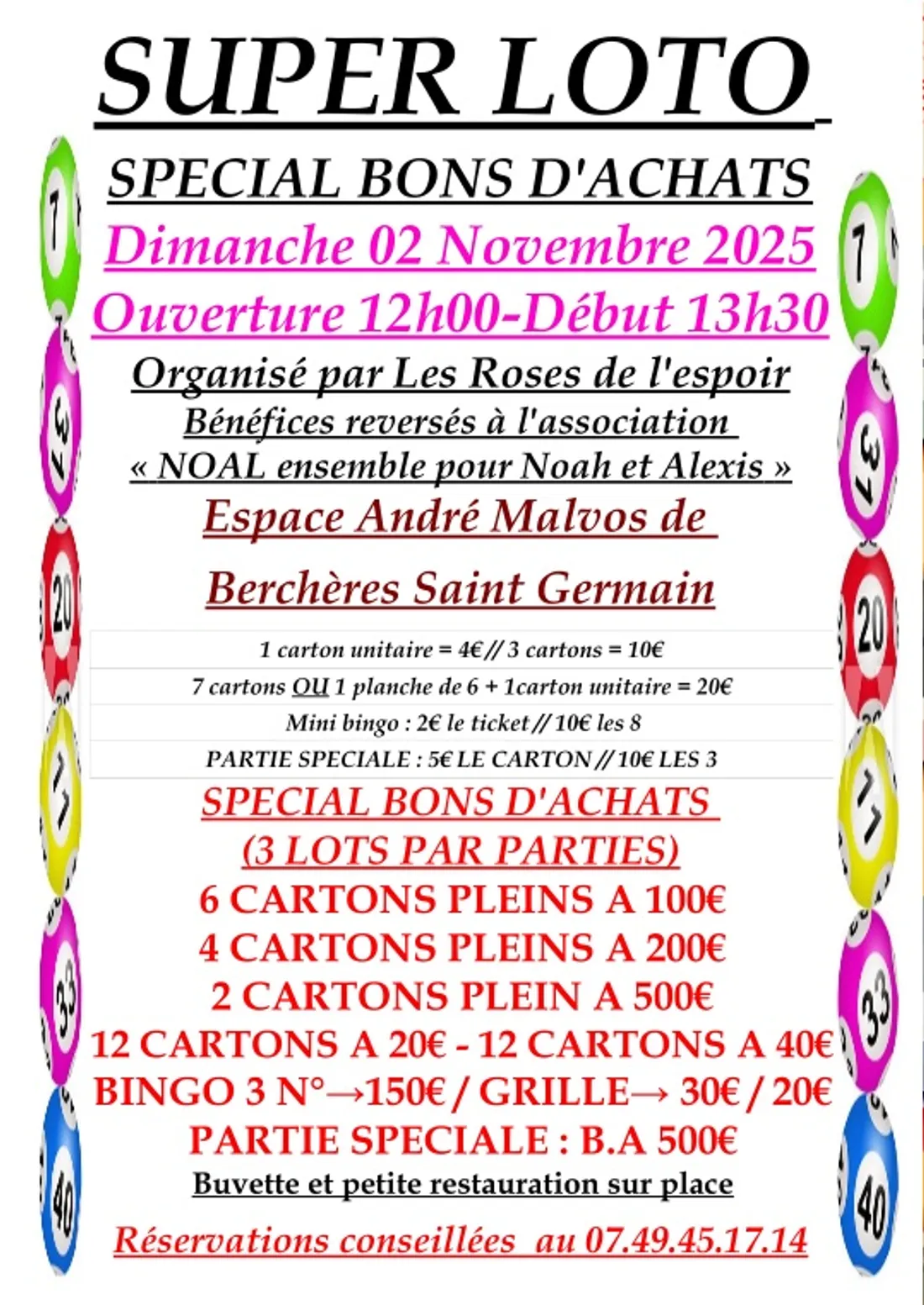 BERCHÈRES-SAINT-GERMAIN - Loto des Roses de l'Espoir